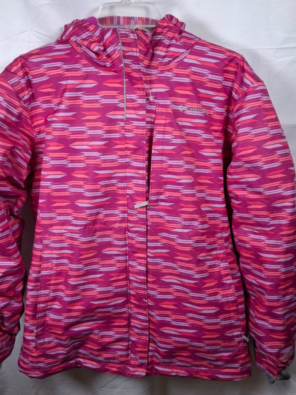 Columbia Girls' Pink Patterned Winter Jacket XL
